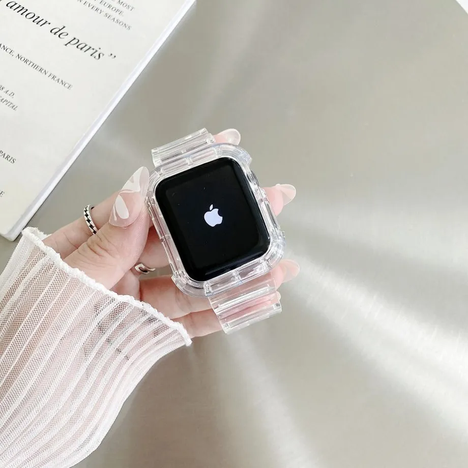 Ochranný transparentní řemínek s pouzdrem pro Apple Watch hodinky