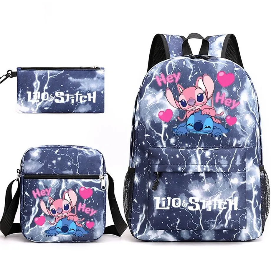 Set školních potřeb Stitch - Batoh a penál + taška přes rameno