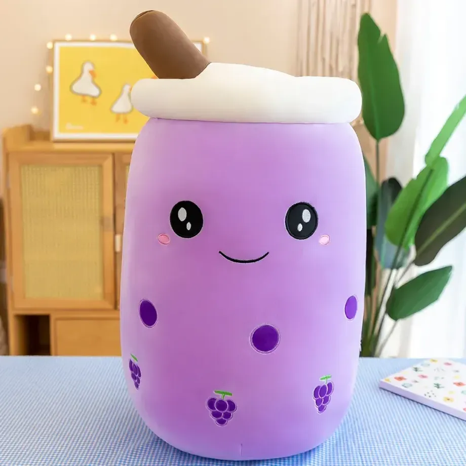 Plyšový polštářek Bubble Tea s tapiokovými perlami