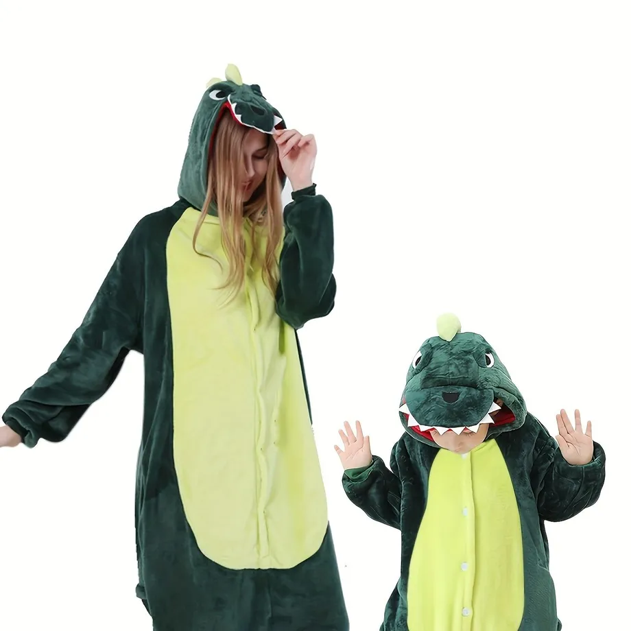 Dětská Dino Cosplay Overalová Kombinéza, Flanelový Zip, Kostým Pro Chlapce a Dívky