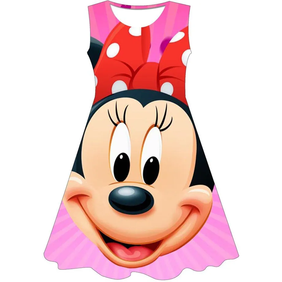 Dívčí letní šaty bez rukávů s motivem oblíbené Minnie Mouse