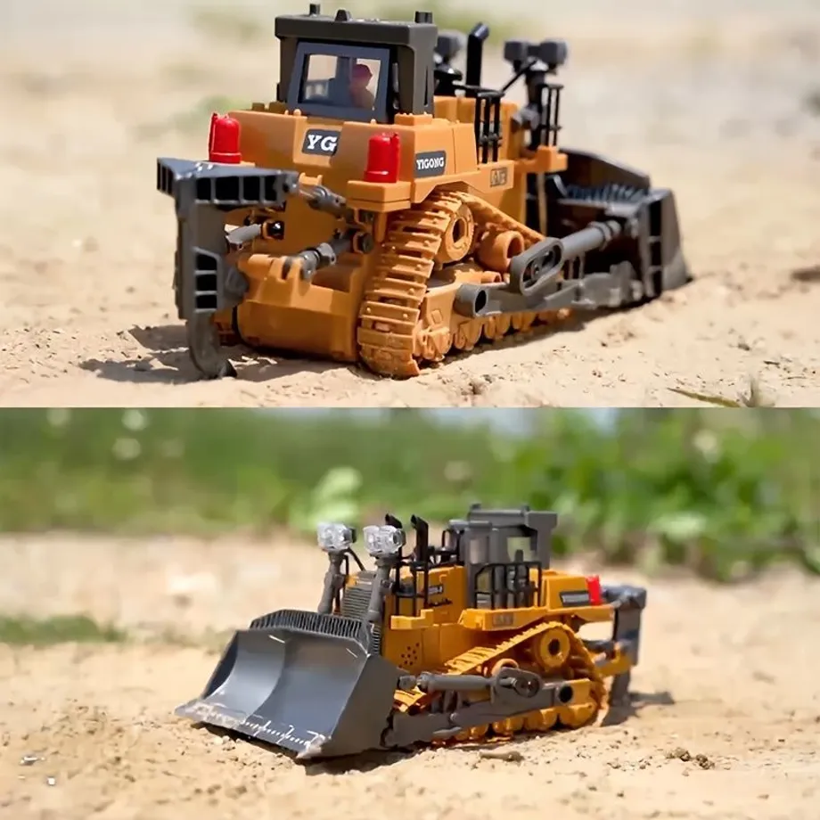 RC Buldozer s 9 Kanály, 2,4 GHz, Světla & Zvuk, Kov. Korba, Nabíjecí Baterie