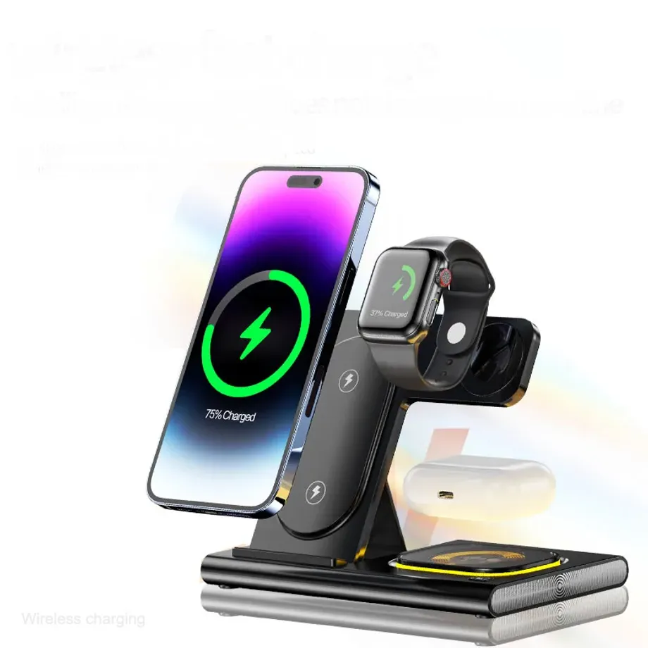 Bezdrátová nabíječka 3 v 1 30 W pro iPhone 14 13 12 Pro Max Apple Watch 8 7 Samsung Watch 5 AirPods rychlá nabíjecí stanice