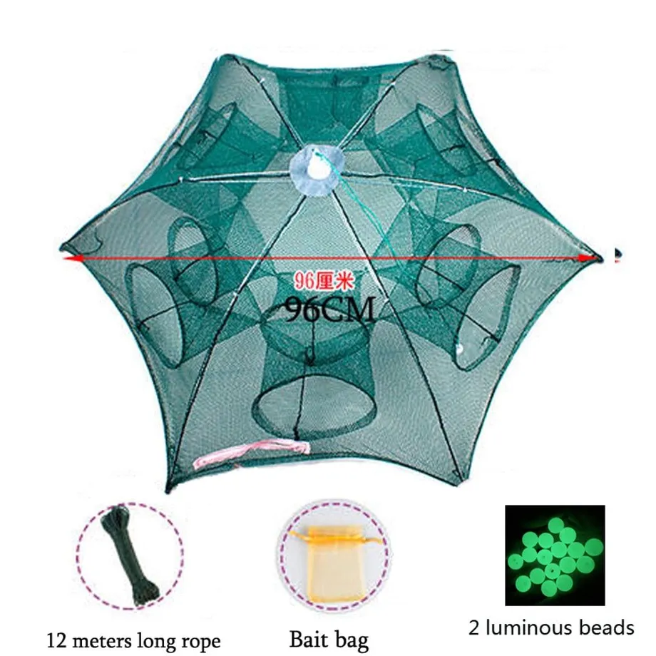 4-20 otvorů Skládací přenosná šestihranná síť Rybářská síť Casting Crayfish Catcher Fish Trap Shrimp Catcher Tank Cage Net