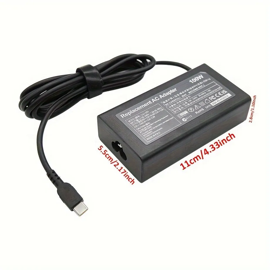 100W 20V 5A Typ-C USB-C Napájecí Adaptér Nabíjecí Kabel Pro Lenovo Idea Pad5 Pro16 ADL100YLC3A AC/DC Adaptér ADL100YDC3A SA11D52396 ADL100YCC3A ADL100YAC3A (bez Kabelu)