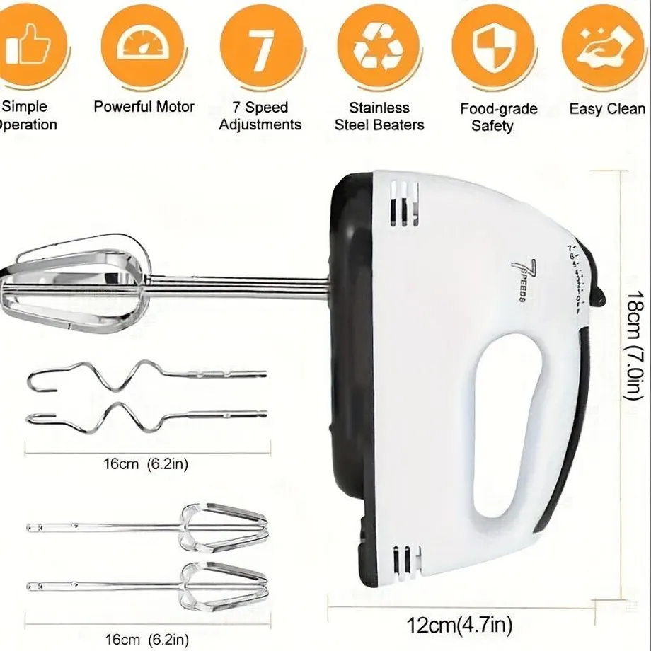 Ruční elektrický mixér s vysokou rychlostí a 7 rychlostními stupni
