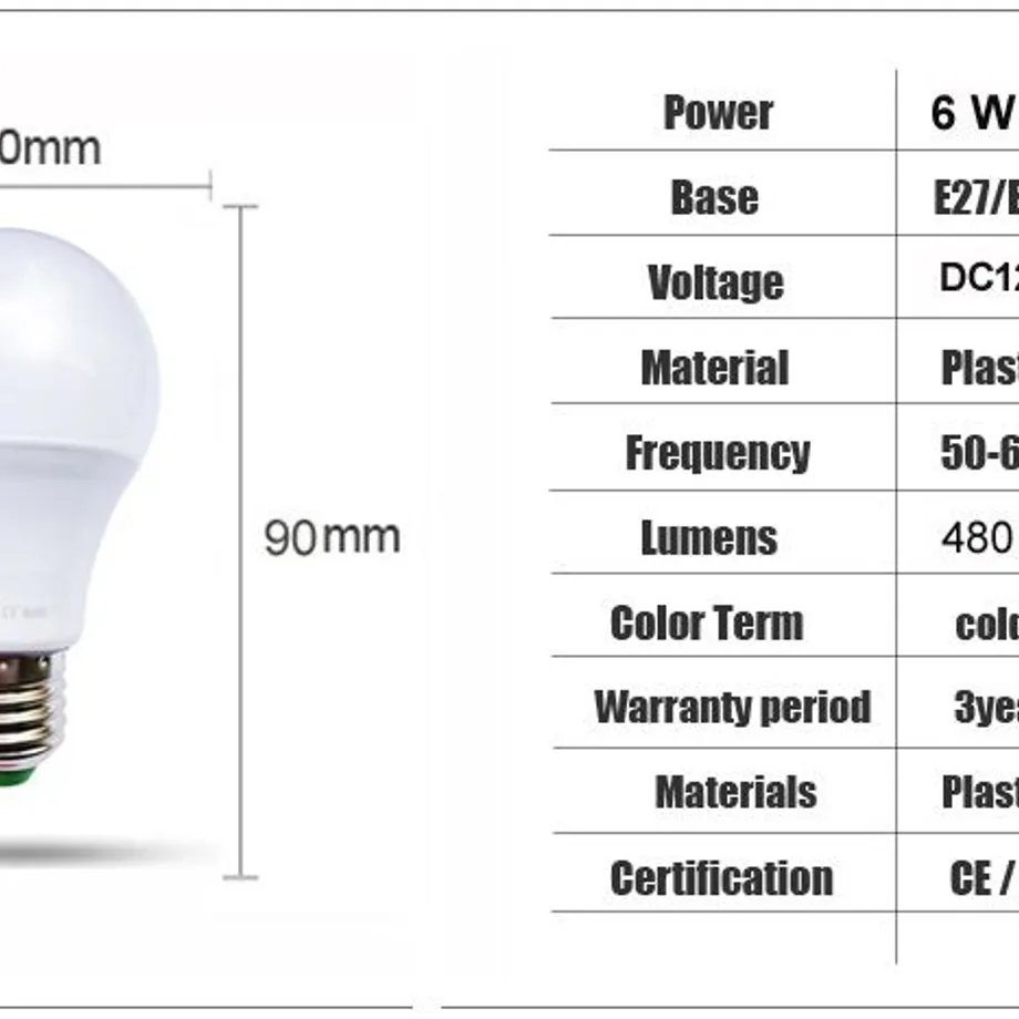 Chytrá LED žárovka E27 DC 12V