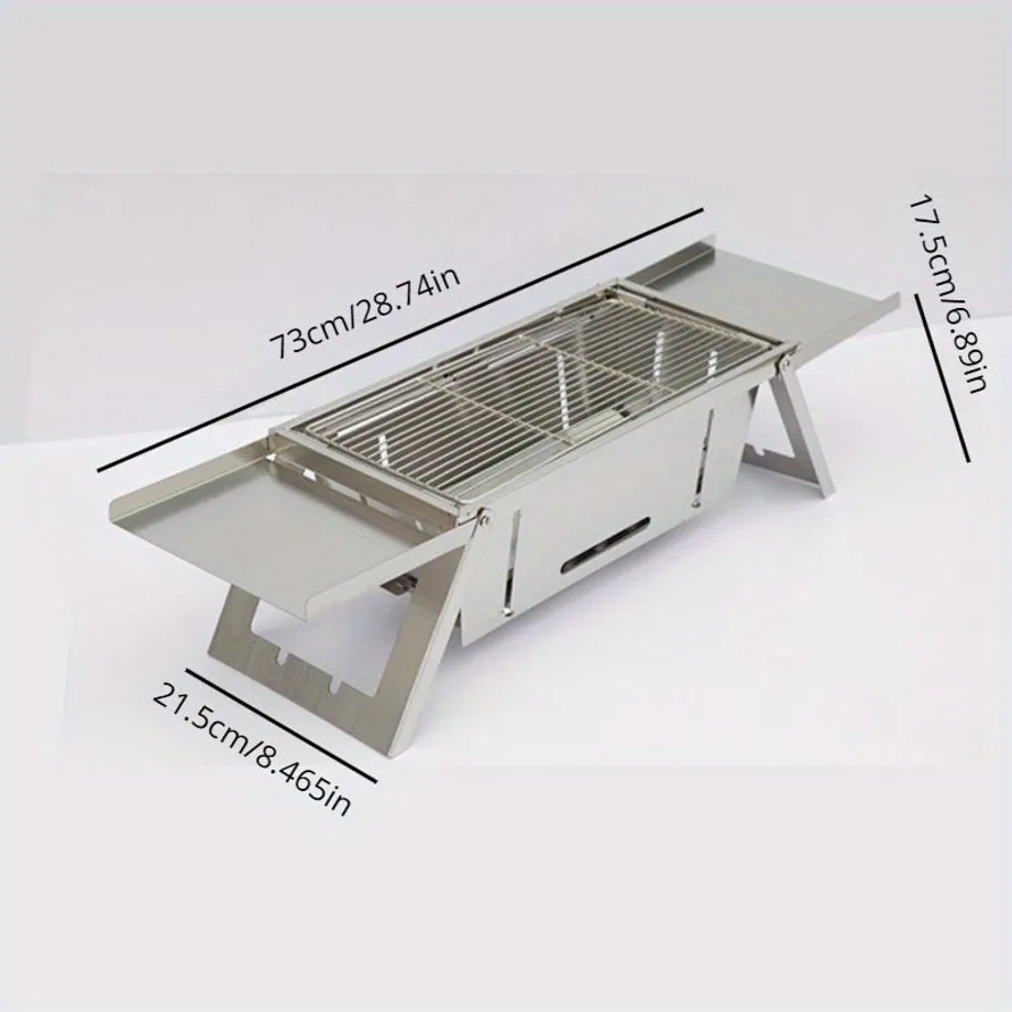 Skládací a zesílený gril na dřevěné uhlí pro venkovní použití z nerezové oceli 304