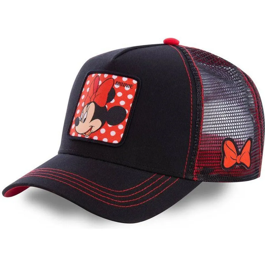 Módní unisex baseballová kšiltovka s nášivkou animovaných hrdinů MINNIE BLACK RED