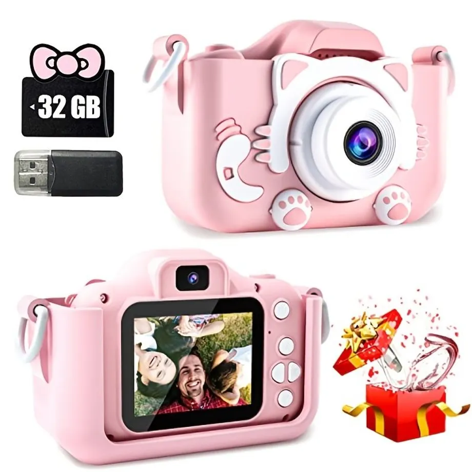 Dětská digitální kamera pro děti - Mini fotoaparát s videem, 32GB karta SD zdarma, perfektní dárek pro kluky i holky