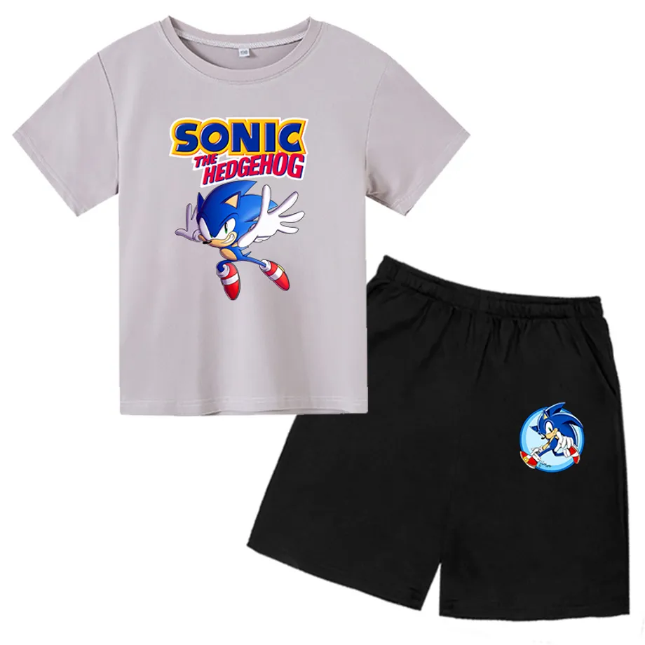 Dětská sportovní souprava s potiskem ježka Sonic - šortky + tričko