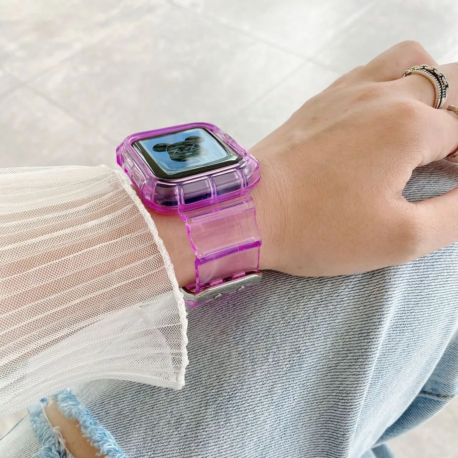 Ochranný transparentní řemínek s pouzdrem pro Apple Watch hodinky