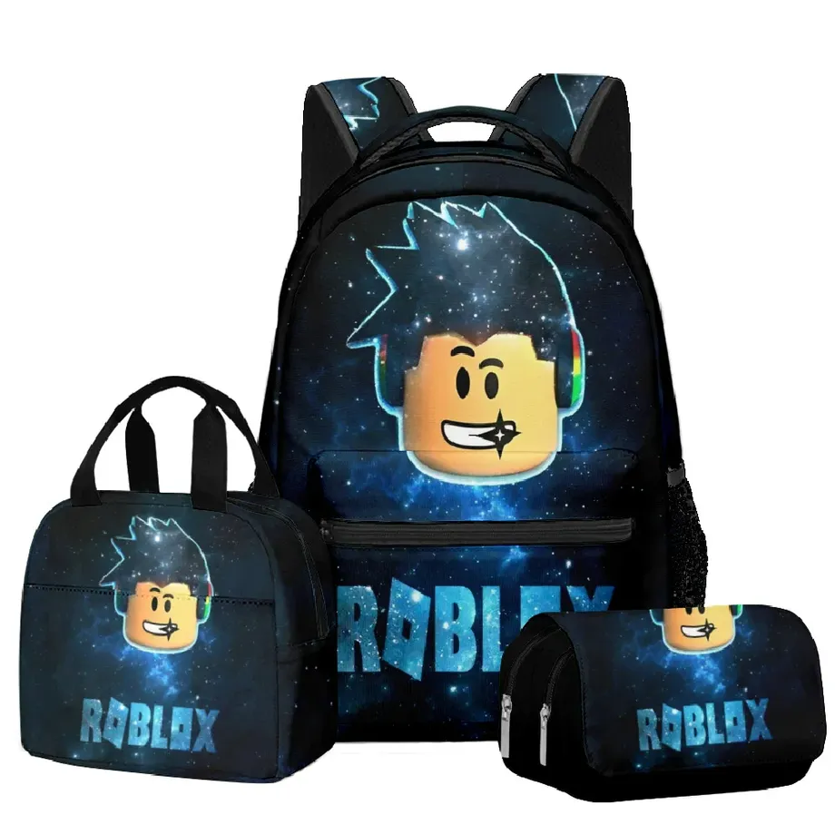 Stylový školní set pro děti - Batoh, penál, taška na svačinu v různých motivech Roblox