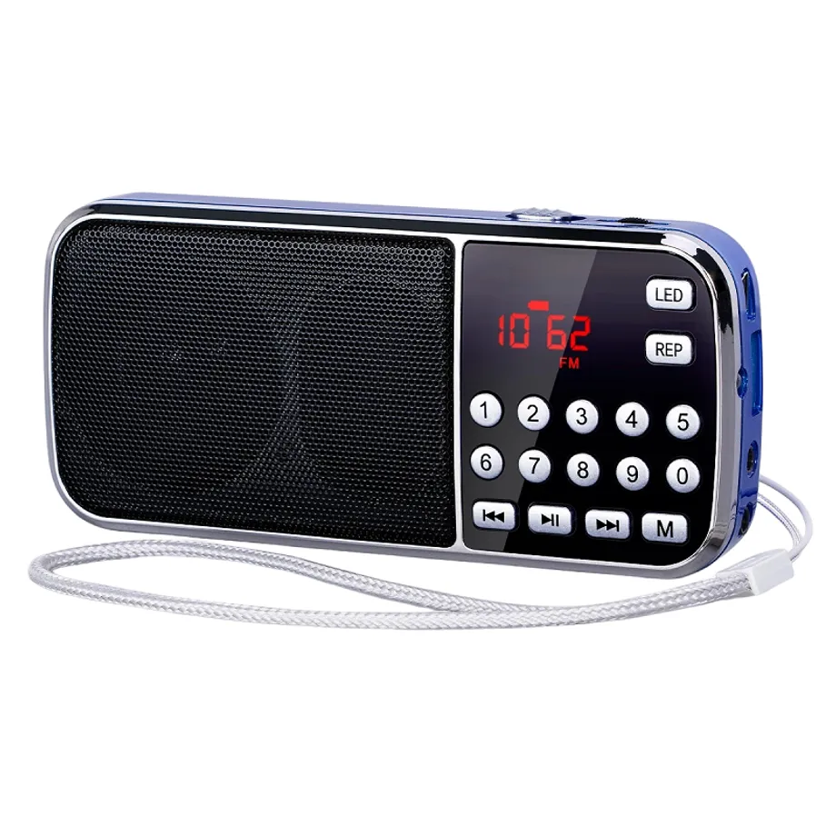 Přenosné rádio AM/FM Kapesní rádio s bluetooth a MP3 Digitální bezdrátové rádio Vestavěné LED světlo 12,6 x 2,5 cm