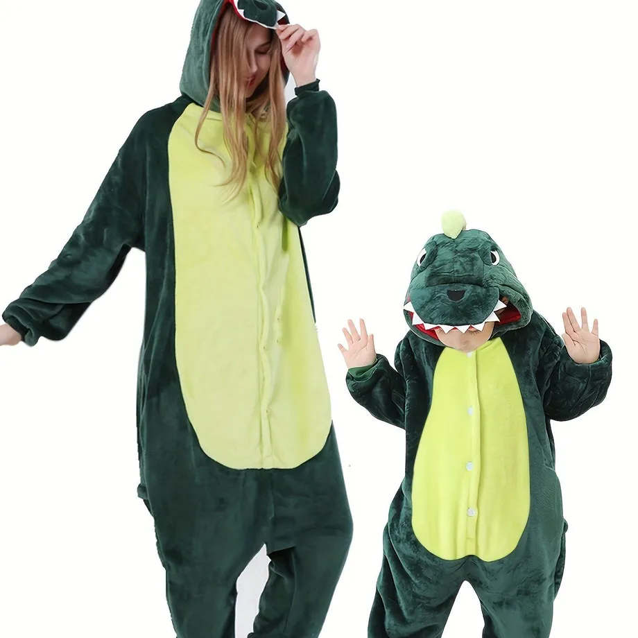 Dětská Dino Cosplay Overalová Kombinéza, Flanelový Zip, Kostým Pro Chlapce a Dívky