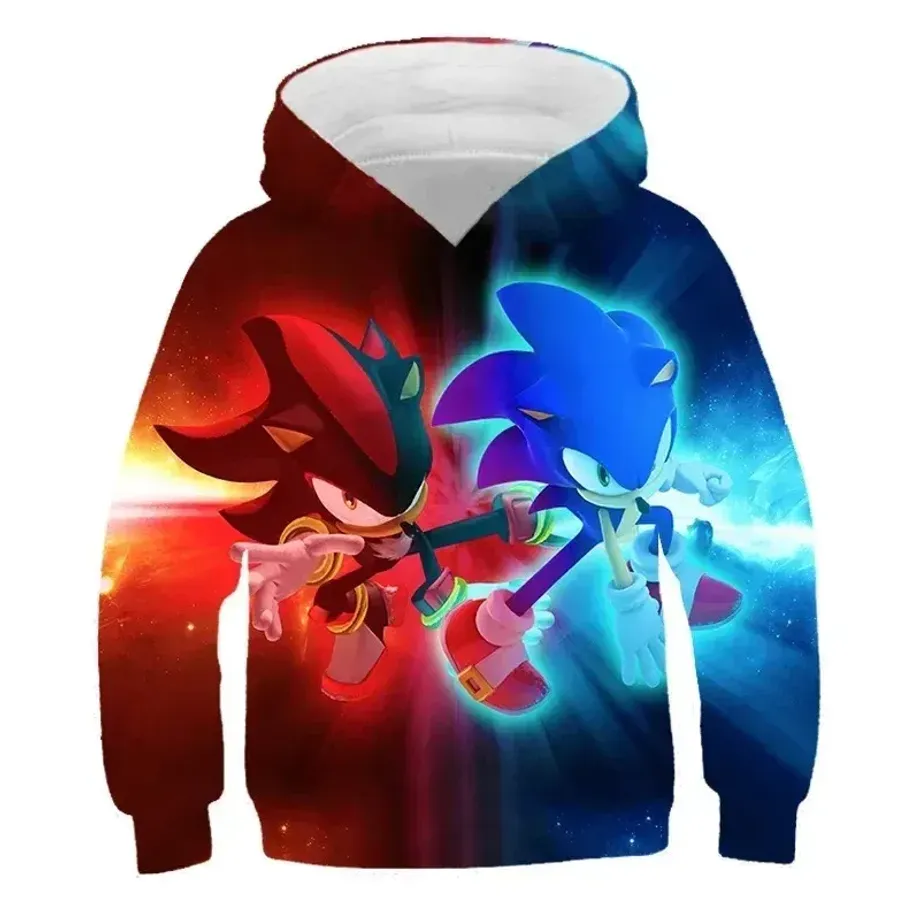 Dětská unisex mikina s kapucí a motivy 3D potisku ježka Sonic