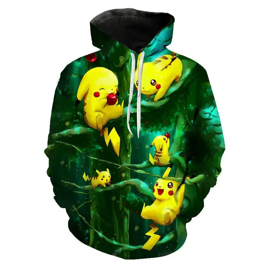 Stylová unisex mikina s klokánkou a potiskem Pokémon Pikachu