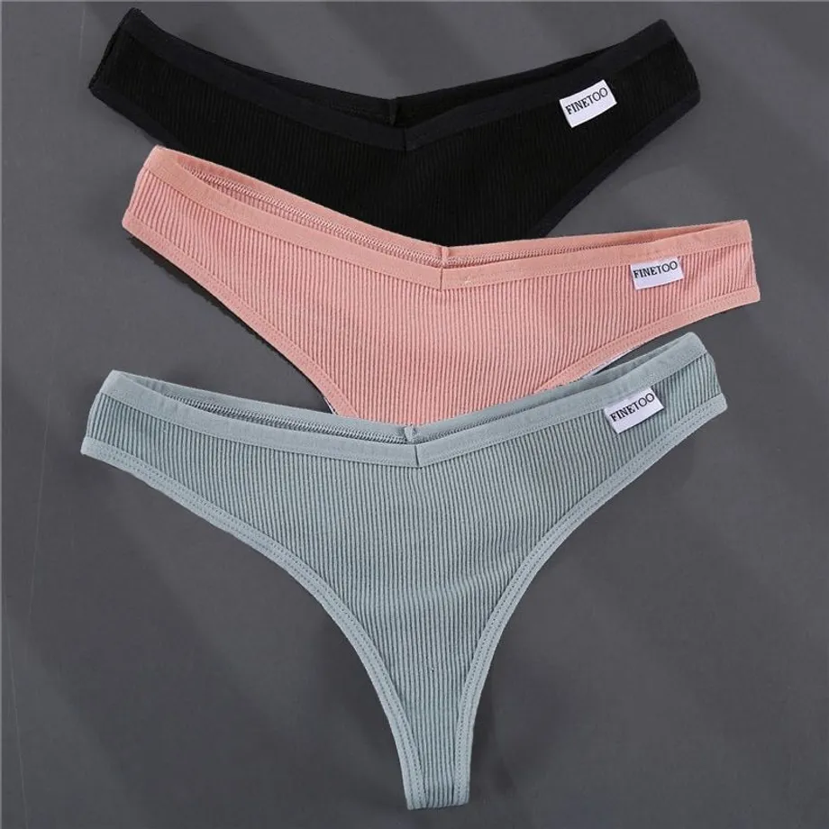 Bavlněné jednobarevné sexy dámské tanga set-19 m