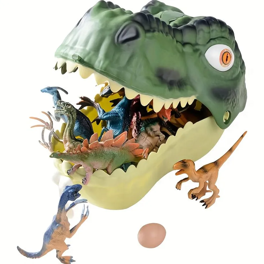 Obří hlava T-Rexa - Dino Model s úložným boxem - Plastiková simulace pro děti & kluky