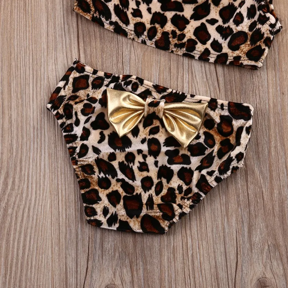 Dívčí trendy leopardí bikiny s čelenkou