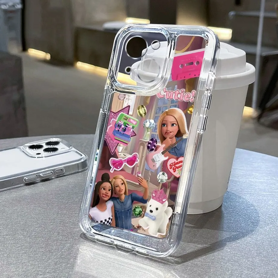 Designové transparentní ochranné pouzdro na iPhone mobilní telefon s cool motivem Barbie