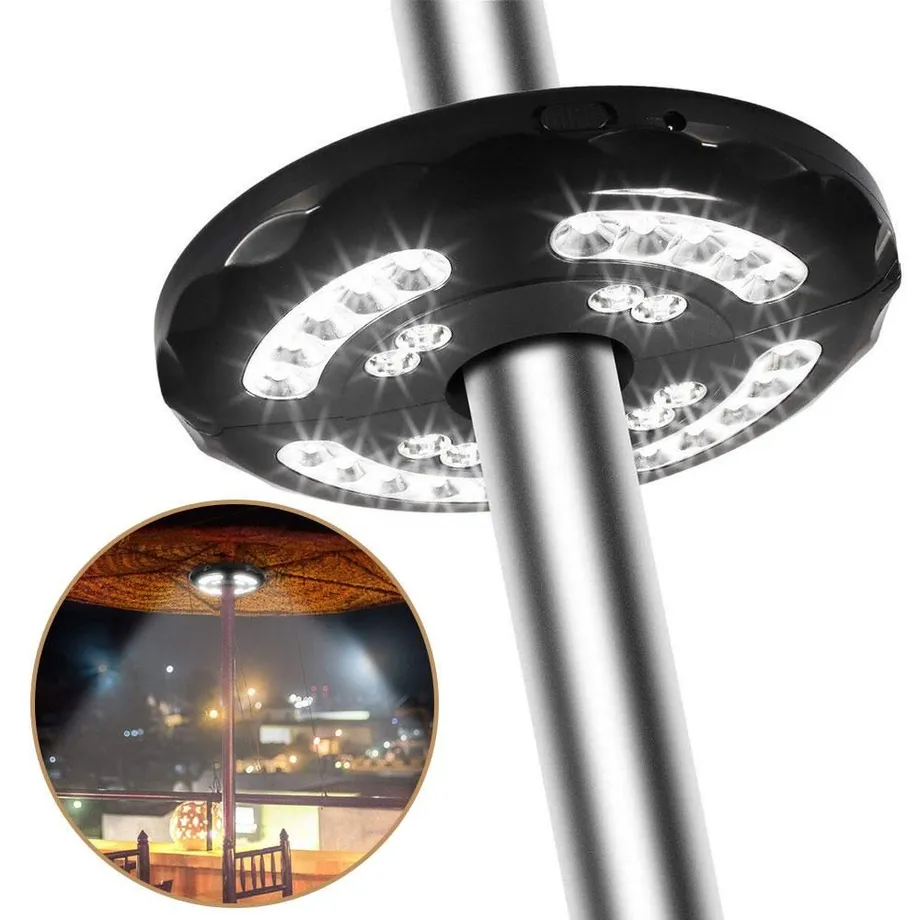 400LM Patio Umbrella Lights dobíjecí 28 LED bezdrátové světlo pro kempování stanů 2 úrovně stmívání spínače