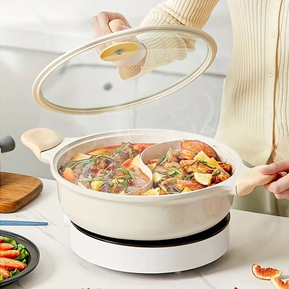 Jedna Jednotka 5-Quart Restaurace Nonstick Hot Pot S Přepážkou A Víkem