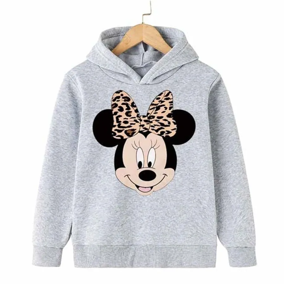 Dětská stylová mikina s kapucí a pohádkovým potiskem Mickey a Minnie