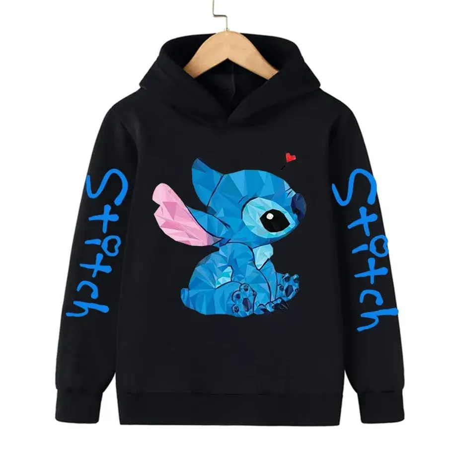 Dětská mikina s kapucí a roztomilým potiskem Stitch