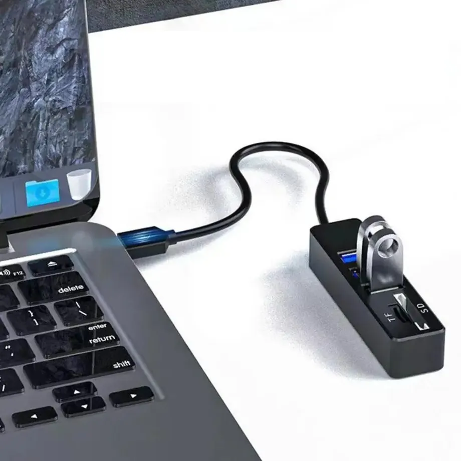 Spolehlivý 5v1 USB Hub, přenosný, bez ovladače, vysokorychlostní přenos dat, USB 2.0, více rozbočovačů, adaptér, čtečka SD karet/karet TF