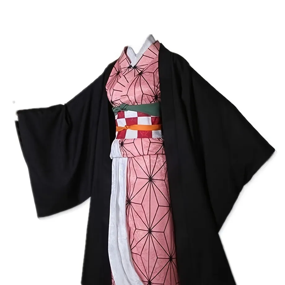 Anime Cosplay Kostýmní Set - Kimono s Grafickým Potiskem, Dámské Oblečení