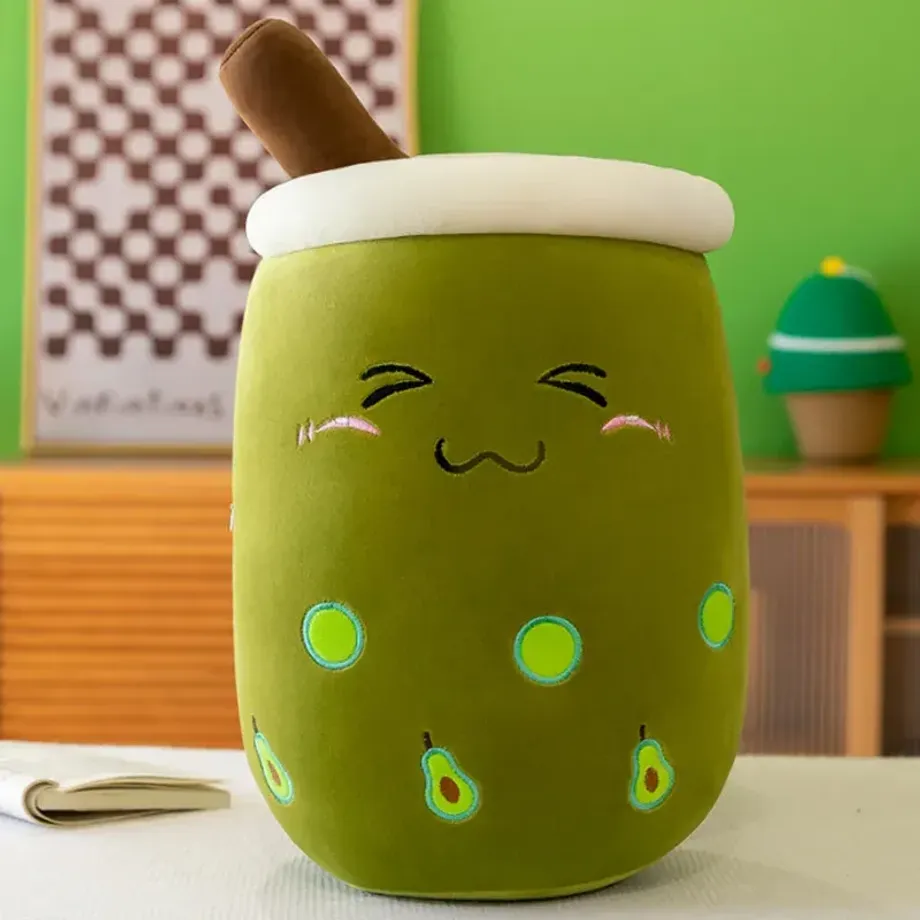 Plyšový polštářek Bubble Tea s tapiokovými perlami