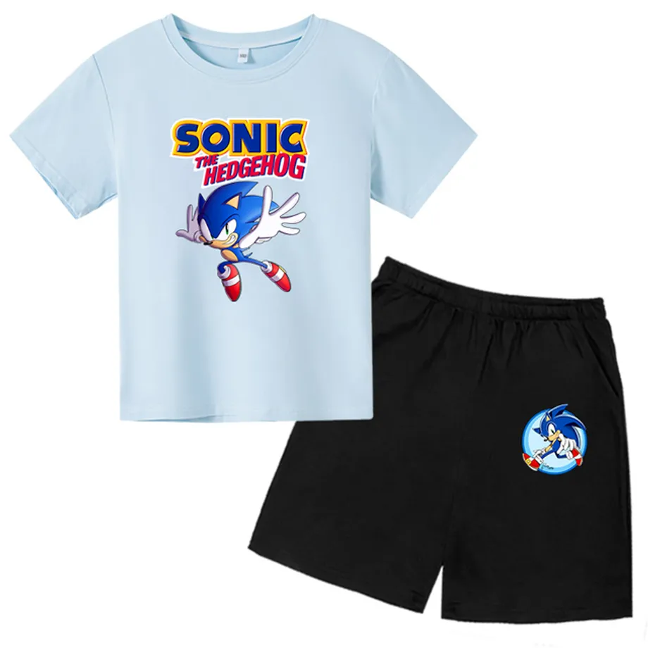 Dětská sportovní souprava s potiskem ježka Sonic - šortky + tričko