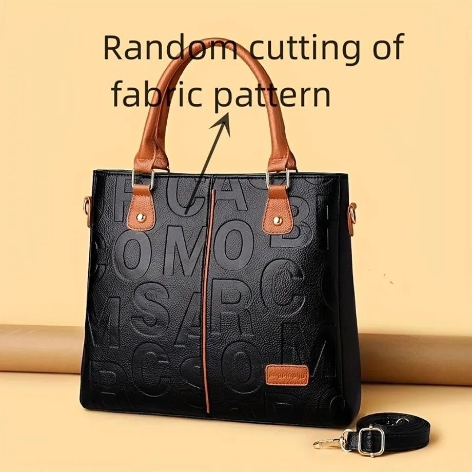 Kabelka s reliéfními písmeny a trendy barevnými bloky, dámská crossbody s horním uchem