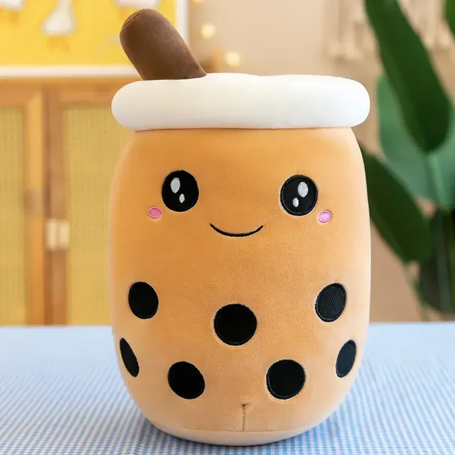 Plyšový polštářek Bubble Tea s tapiokovými perlami