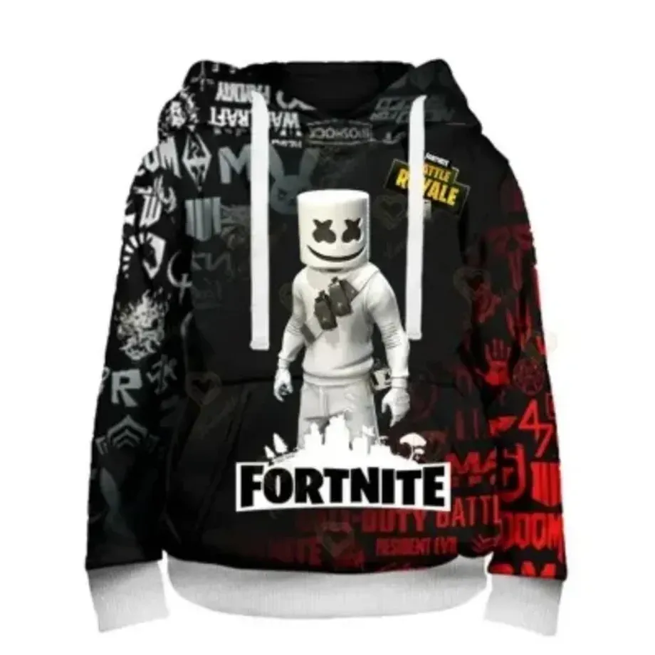 Stylová unisex mikina s kapucí a motivem postav z oblíbené hry Fortnite