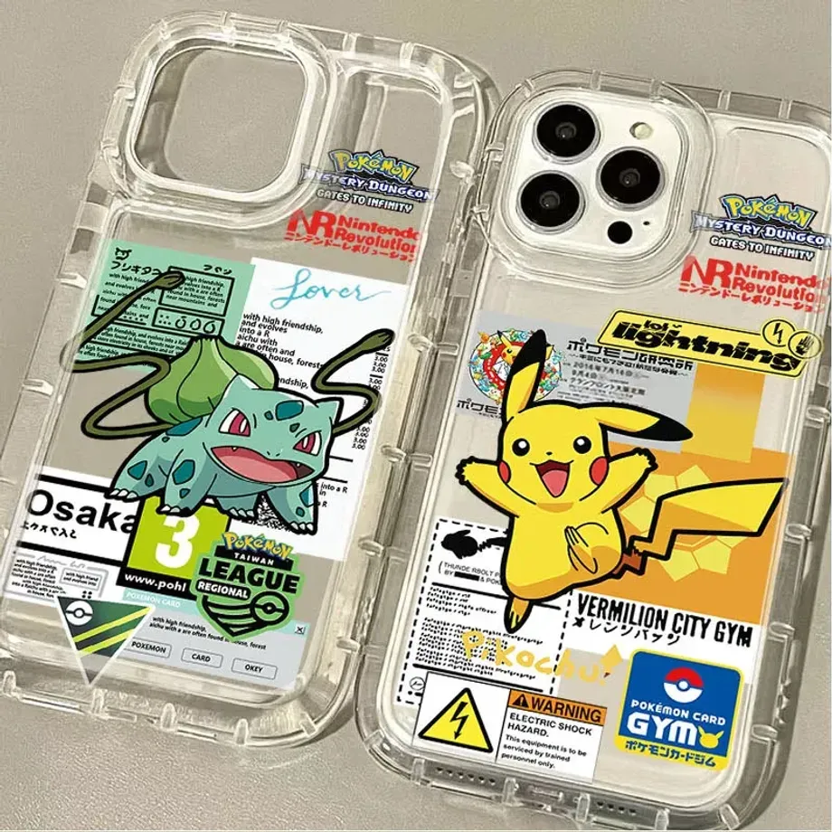 Trendy transparentní kryt na telefony iPhone s motivy oblíbených postav z pohádek Pokémon