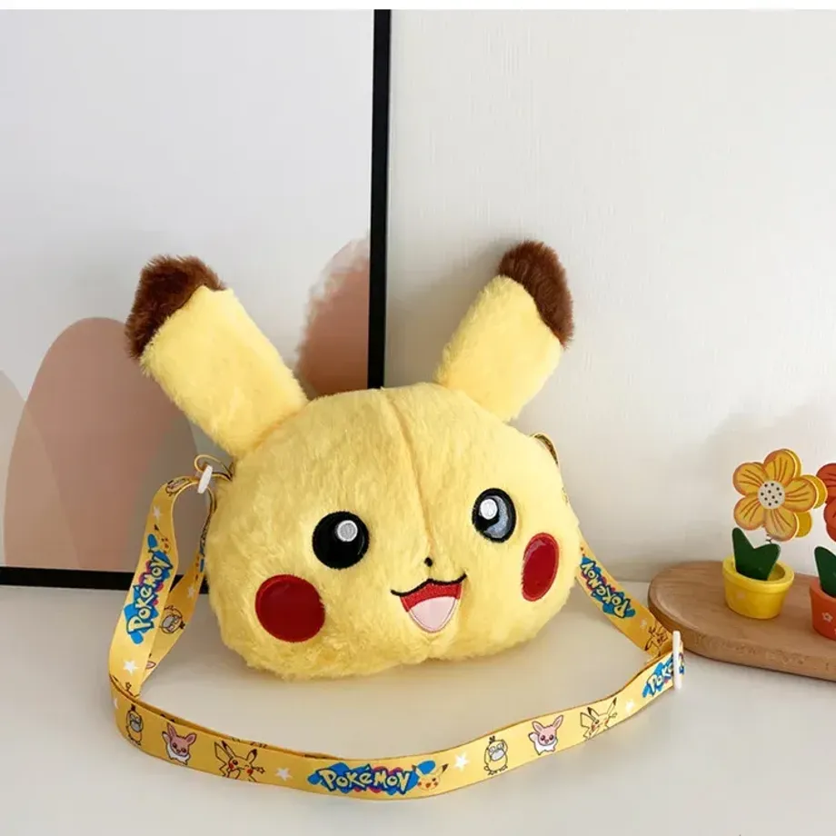 Dětská kabelka s popruhem přes rameno ve tvaru hlavy Pokémon Pikachu