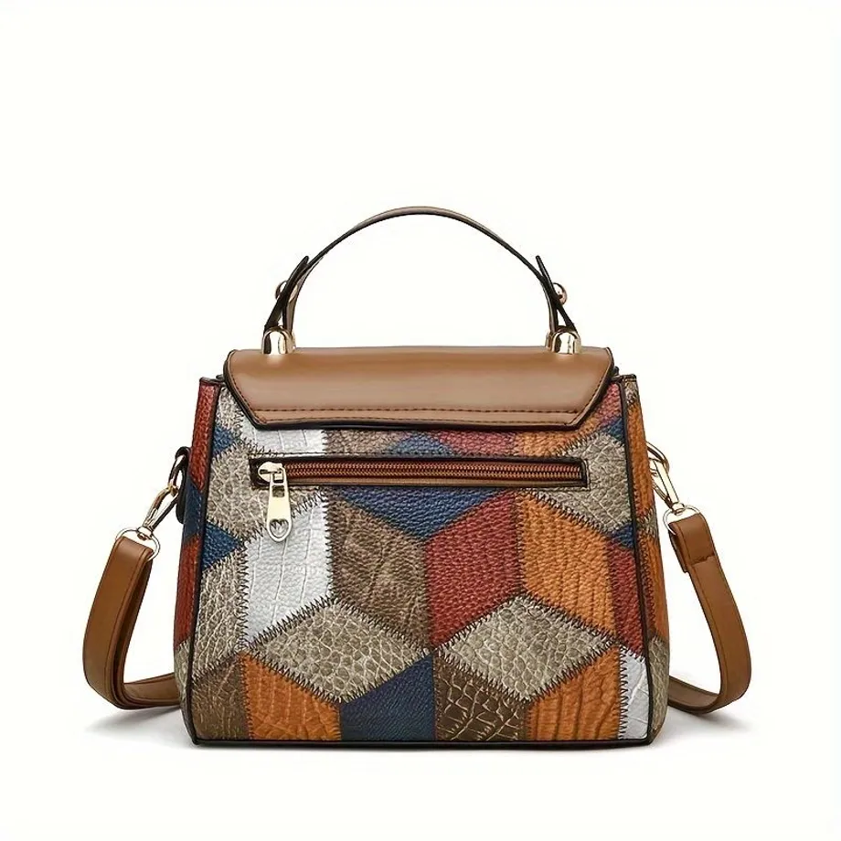 Retro Geometrická Kabelka | Mini módní crossbody | Dámská kabelka s ozdobnou sponou