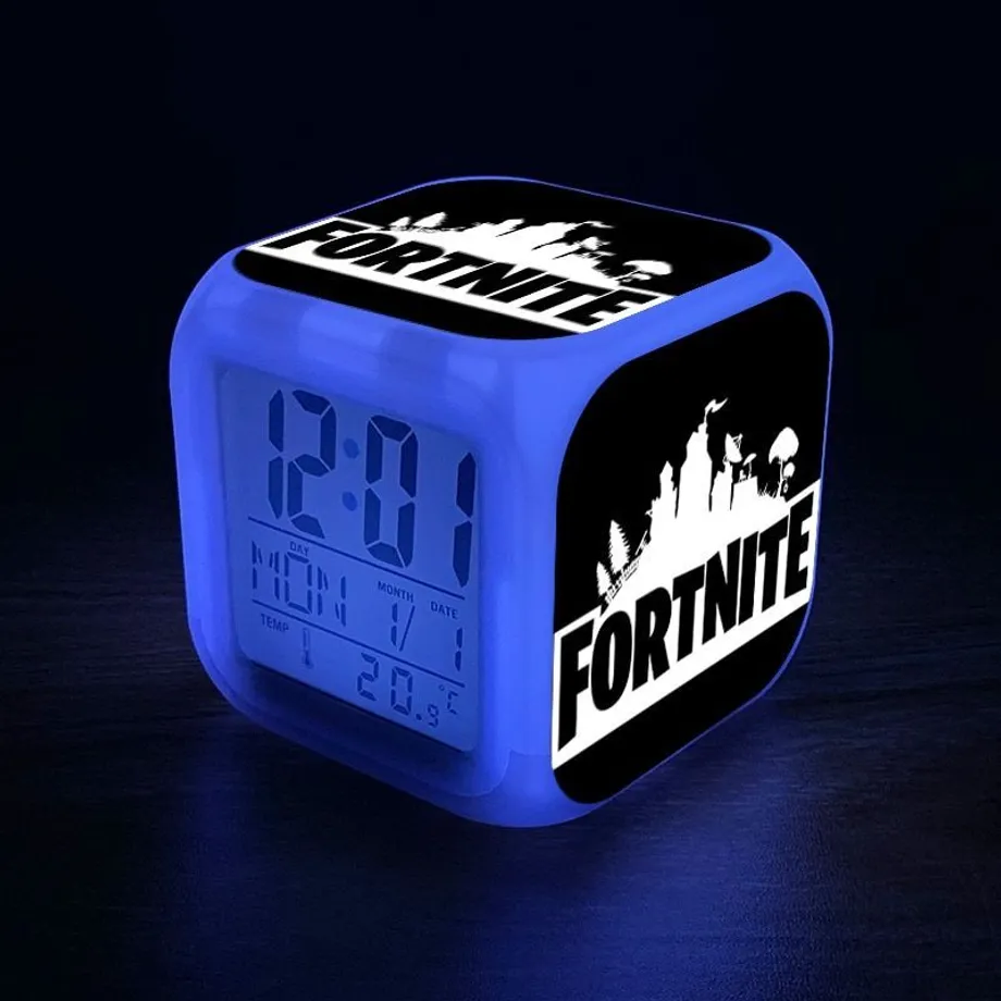 Originální svítící budík s motivem počítačové hry Fortnite 01-no-box