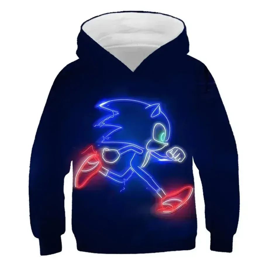 Dětská unisex mikina s kapucí a motivy 3D potisku ježka Sonic