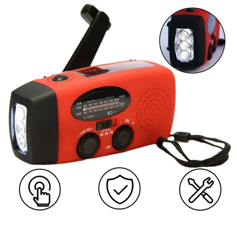 Solární přenosné nouzové rádio 2000mah Powerflashlight