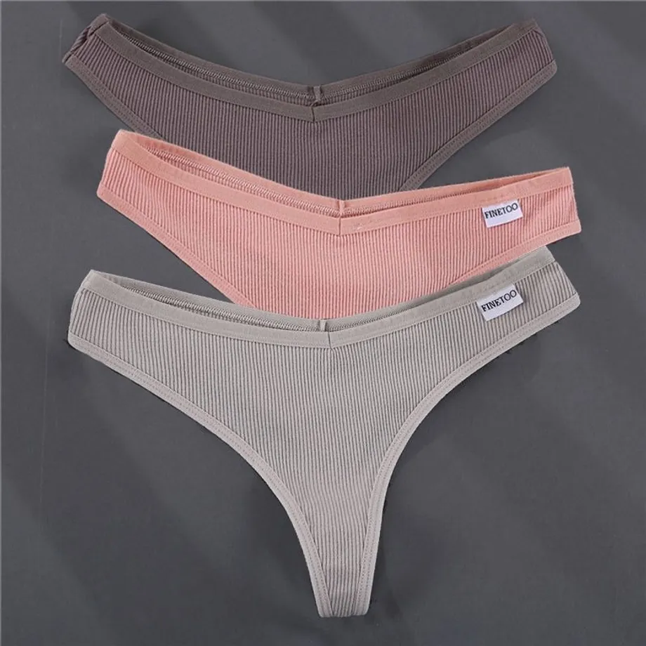 Bavlněné jednobarevné sexy dámské tanga set-16 m