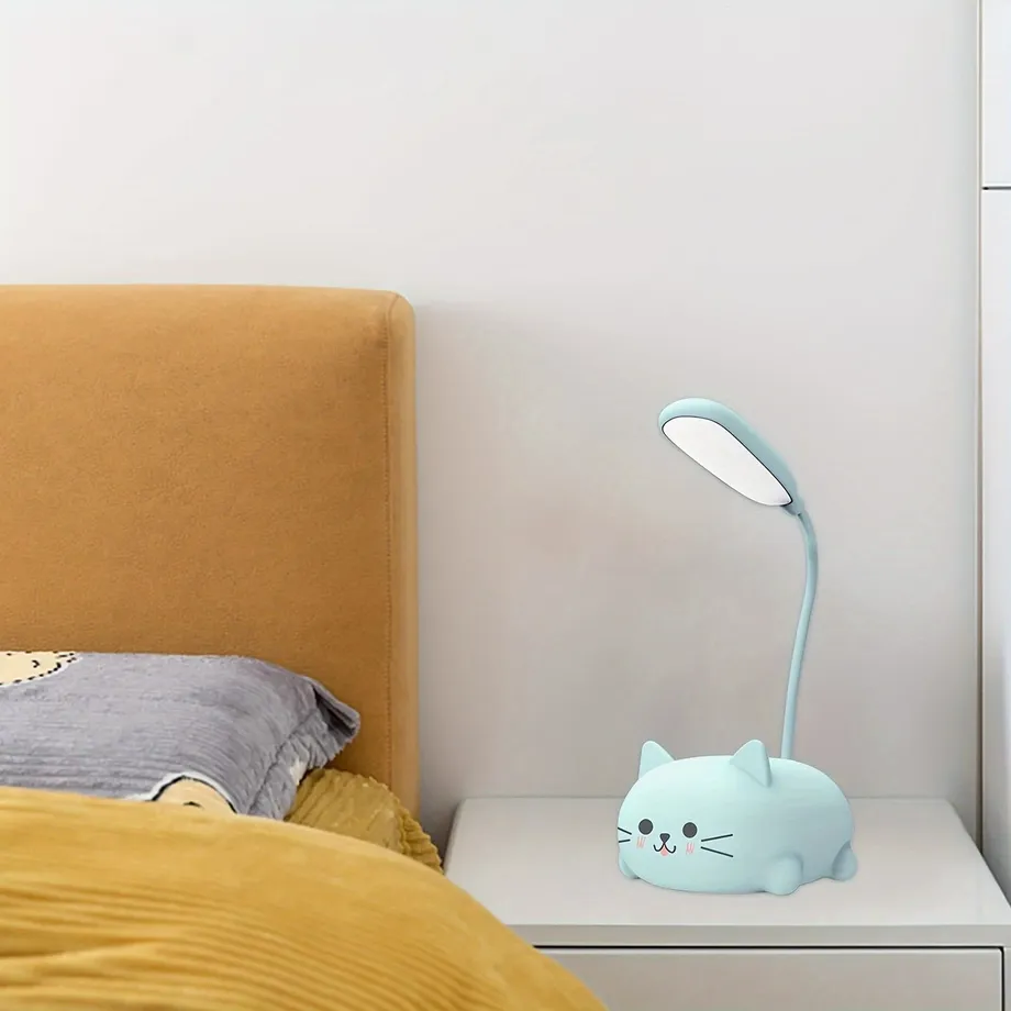 1ks nastavitelná stolní lampa, noční světlo Cartoon Cute Cat, dobíjecí LED stolní světlo USB, teplá bílá stolní lampa na ochranu očí