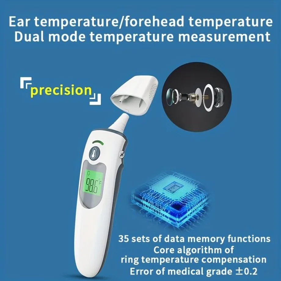 Ušní A Čelní Teploměr Pro Dospělé, Teploměr Na Čelo Pro Člověka, Digitální Teploměr Pro Horečku