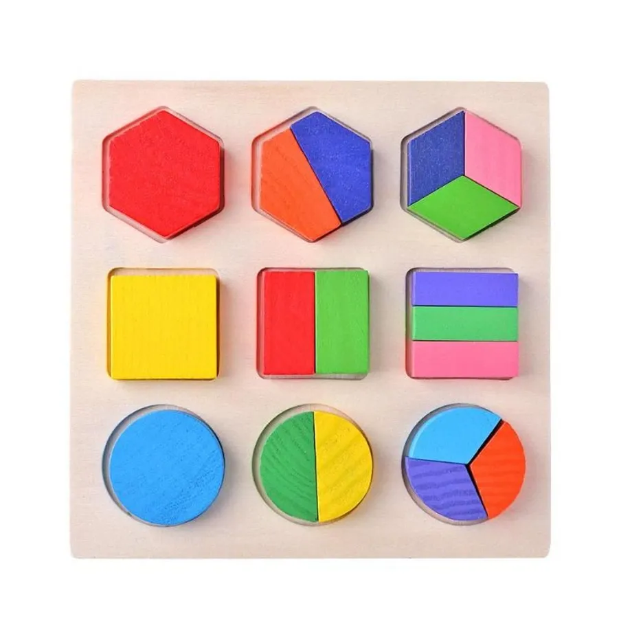 Dřevěné dětské Montessori puzzle - geometrické tvary