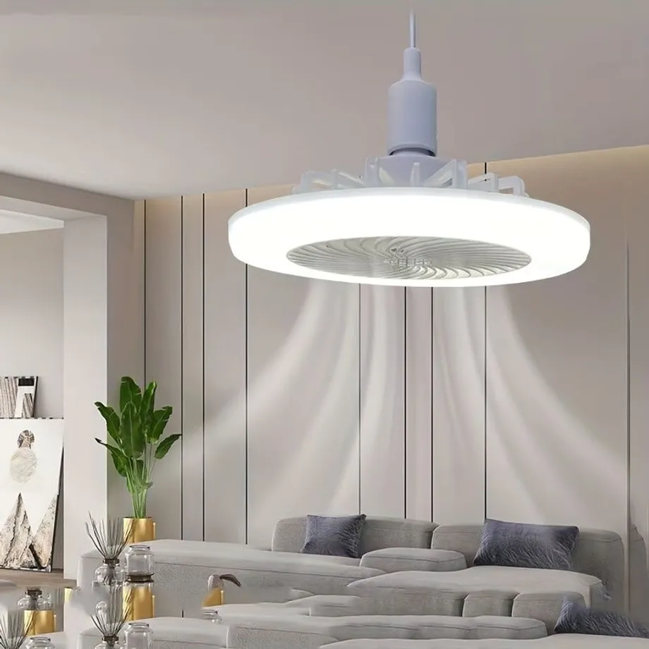 Stropní ventilátor 2v1 s LED osvětlením - E27 závit + dálkové ovládání