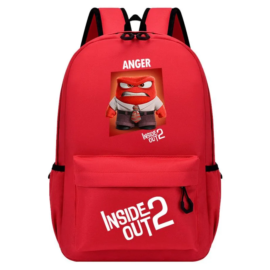 Jednobarevná školní taška s postraními kapsami s potisky V hlavě 2 - Inside Out 2