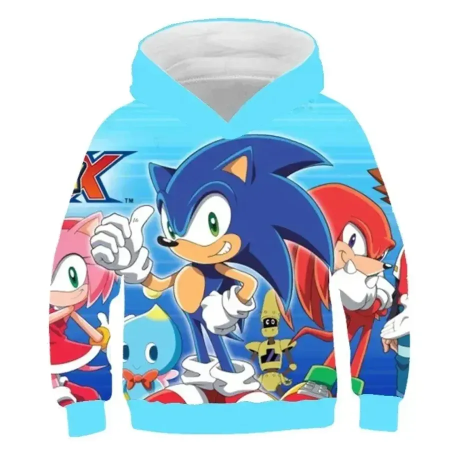 Dětská unisex mikina s kapucí a motivy 3D potisku ježka Sonic