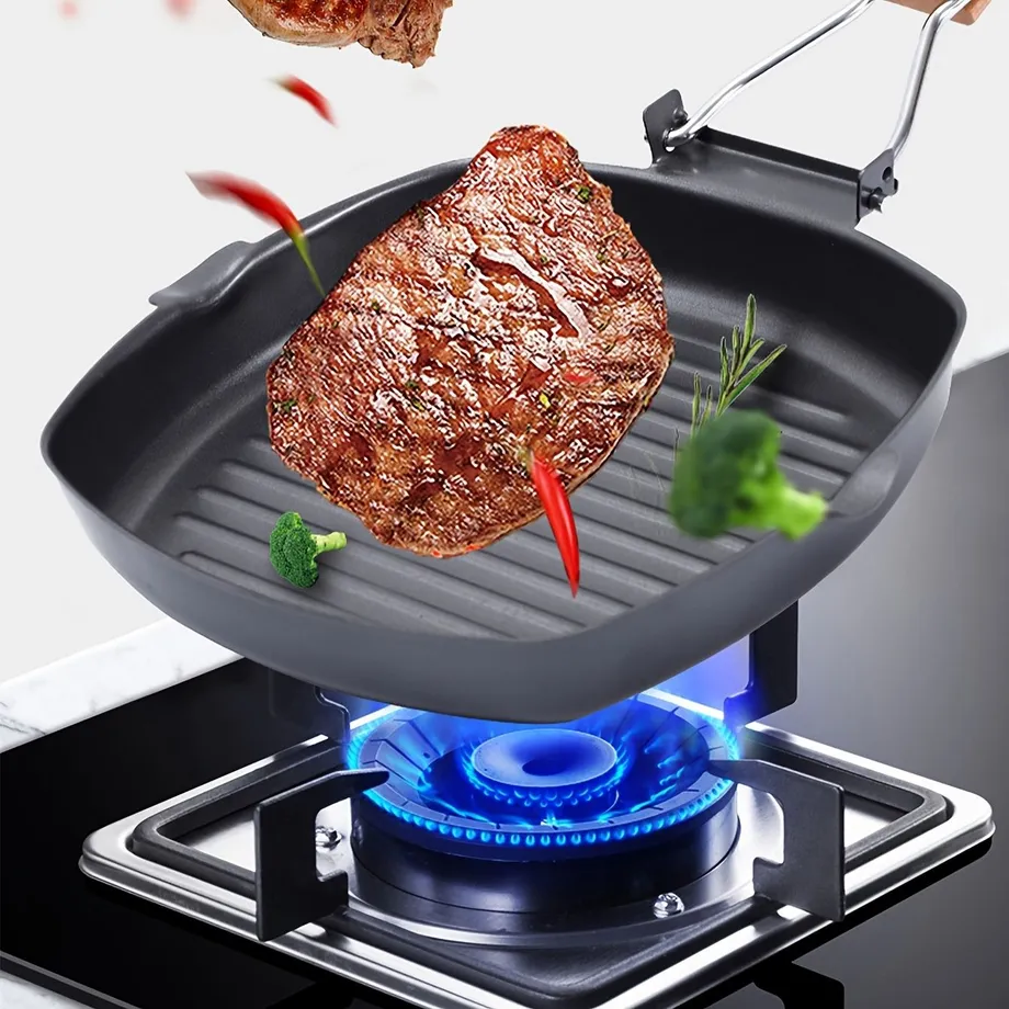 Univerzální nepřilnavá pánev s rukojetí na steak - do plynu, na kazeťák i indukci